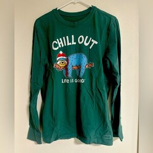 Life Is Good “Chill Out” holiday sloth long sleeve T-shirt